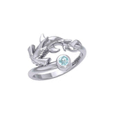 Hammerhead Shark Silver Ring with Gemstone TRI2427 - DiveSilver Jewelry